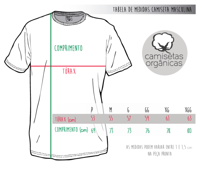 Tabela de Medidas Camiseta Masculina